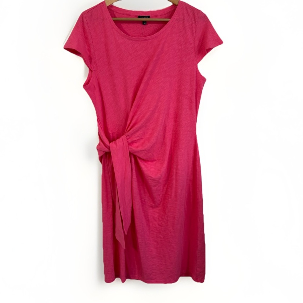 Talbots Plus Size Petite 1XP Pink Midi Dress Faux Wrap Tie 100% Cotton NWT